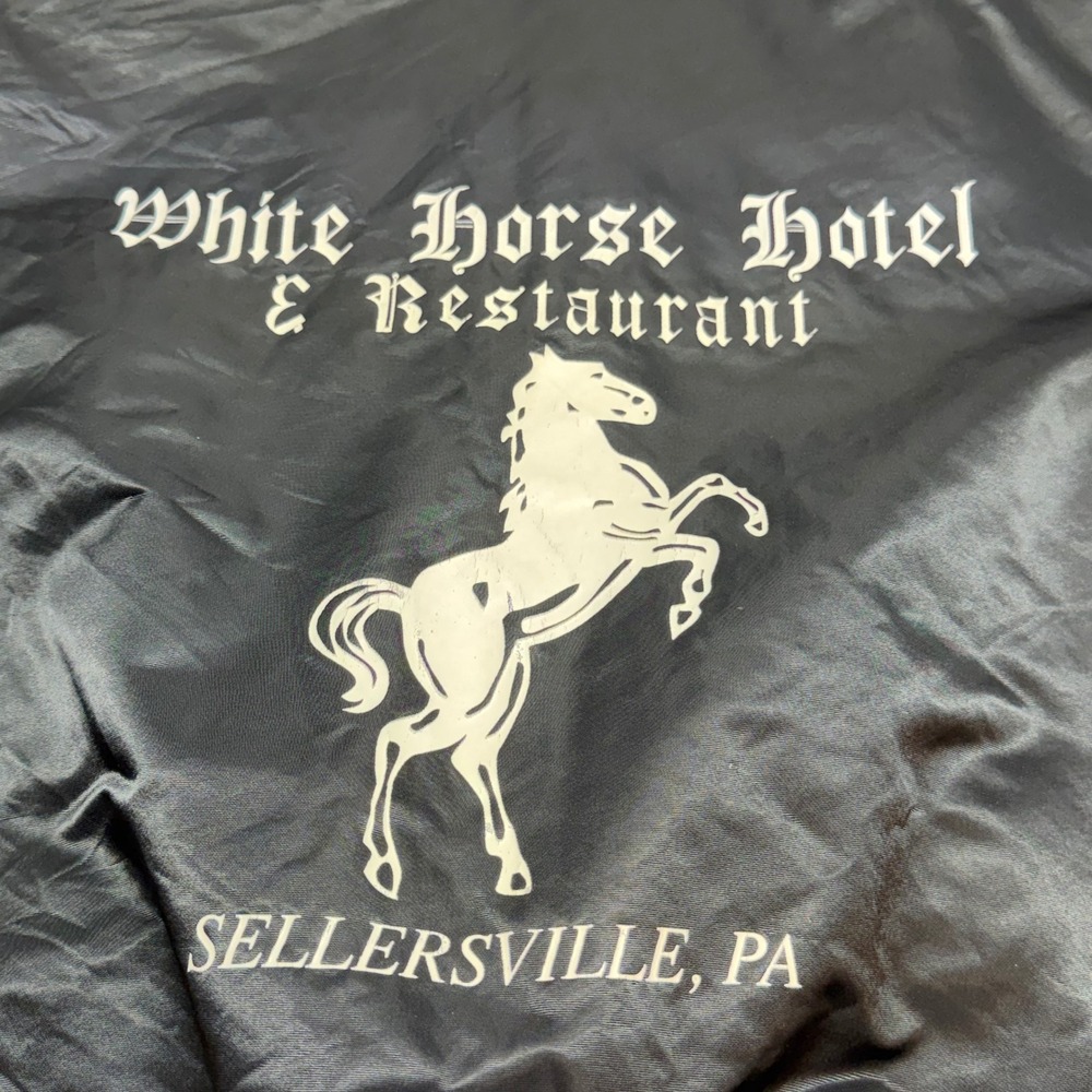 VTG Birdie Richard by Leslie Large Black White Horse Hotel Bowling Bomber Jacket - Picture 6 of 8